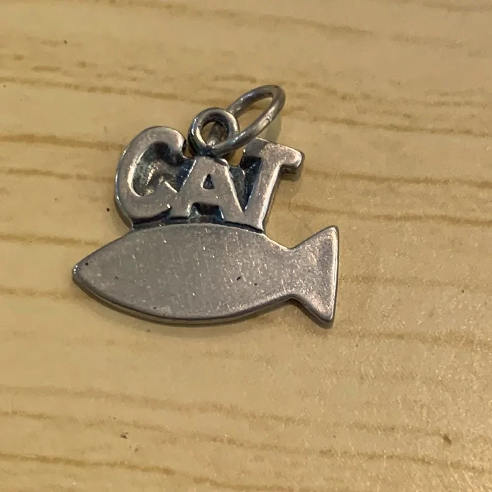 .925 Cat and Fish Sterling Silver Jewelry Charm